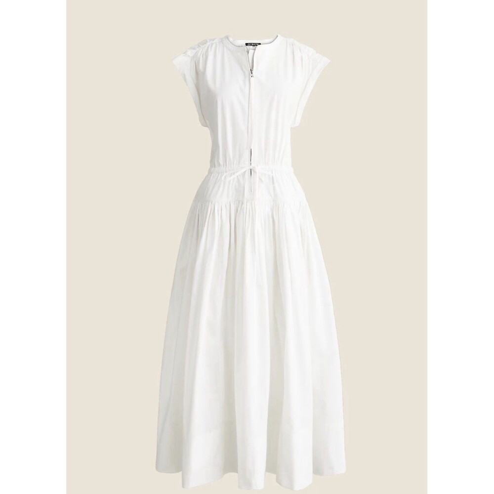 J. Crew Drop-waist midi dress in cotton poplin White Size Small